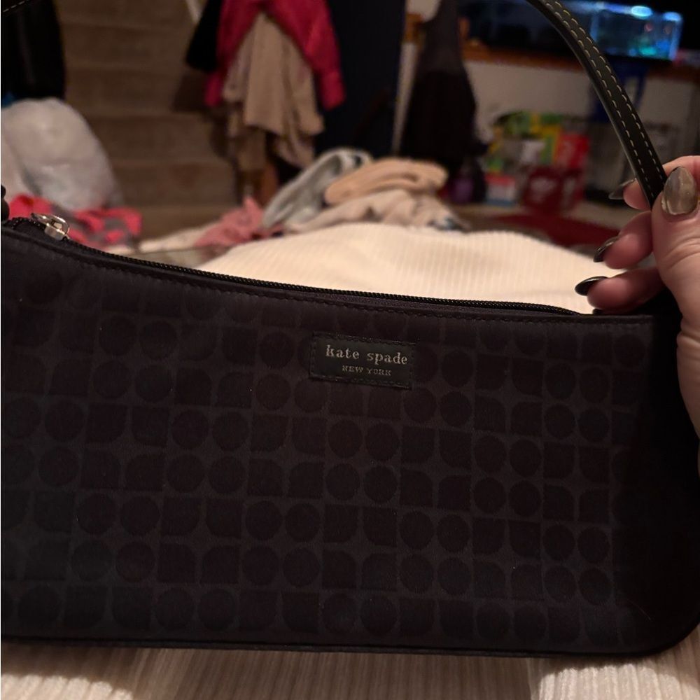 Kate Spade Black Shoulder Bag with Geometric Texture